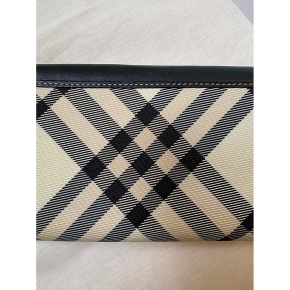 Burberry Blue Label Nova Check Black Leather Flap Long Wallet Excellent - Picture 4 of 15
